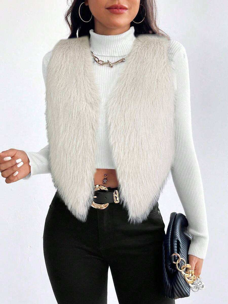 Firerie Women's Solid Color Sleeveless Faux Fur Jacket Autumn Winter Clothes For Women