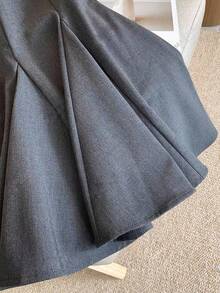 GlowEve Abito corto a-line con colletto a cravatta e decorazione in vita, elegante e casual per l'ufficio, adatto per festa, vacanze, Natale, Ognissanti, occasioni quotidiane e appuntamenti - Grigio - Visualizzare 4