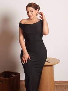 Lupita Cardoza Women Summer Asymmetric Ruched Tight Fit Printed Dress/Beach Resort Dress/Long Dress/Summer Women Dresses/Beach Women Dresses/Club Dress/Petite Dress/Graduation Outfit/Dresses For Women/Summer Dresses For Women/Vestidos Elegantes Para Fiesta/Elegant Dresses For Women/Vacation Dress - Black - View 4