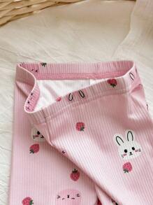 4pcs Baby Girl Floral Pattern Ruffle Trim Round Neck Long Sleeve Pajama Set Graphic Fall Winter - Multicolor - View 7