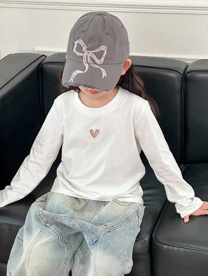 DAZY 女童圆领镂空休闲短袖T恤