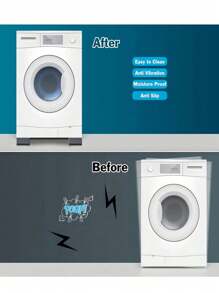 (4 Pcs) Washing Machine Shockproof Pads - High Wear-Resistant Square Rubber Feet For Washing Machine And Dryer Base, Noise Reduction And Shock Absorption Support Protection Base, Suitable For Sofas, Chairs, Refrigerators, Washing Machines, Dryers And Other Large Furniture Appliances - Grey - View 4