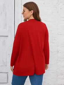 SHEIN LUNE Jaket Minimalis Polos Kasual Ukuran Besar untuk Komuter, Pakaian Musim Gugur untuk Wanita - Merah - View 2