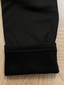 SHEIN 孕妇纯色高腰修身保暖内衣内衣套装内衣女士睡衣睡裙家居服睡袍睡袍睡衣套装背心带胸罩保暖内衬孕妇打底裤孕妇打底裤孕妇裤冬季孕妇打底裤 - 黑色 - 查看 10