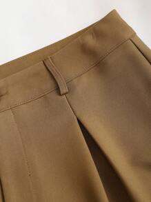 Sweetra 女式简约通勤商务修身性感前扣吊带背心和褶皱直筒裤，秋季 - 駝色 - 查看 8