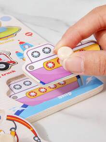 Zazumi 1 套木制钉板拼图蒙特梭利多主题图案动物海洋水果车辆农场精细运动技能学习大脑助推感官玩具 - 彩色 - 查看 14