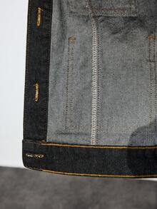 Maija 女式休闲单排扣长袖牛仔夹克 - 深色水洗藍 - 查看 6