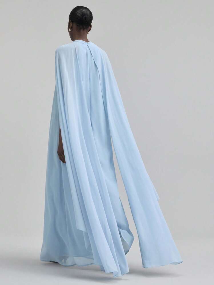 Ontre 2026 Spring/Summer New Spaghetti Strap Flared Dress With Beaded Decor, Urban Casual Business Vacation Beach Music Festival Outfit, Elegant Bohemian Style Party Dress For Women - Blue - View 3