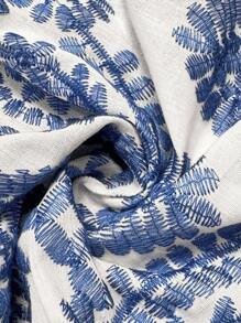 Elaquor Blus Wanita Ukuran Besar Kasual Modis Serbaguna dengan Bordir, Tali Belakang, Ruffle, dan Patchwork Warna Biru & Putih, Lengan Panjang, Pakaian Musim Gugur untuk Wanita - Blue and White - View 7