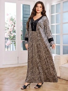 Al Najma Plus Size Women's New Fashion Elegant Floral Print Long Sleeve Robe - Multicolor - View 4