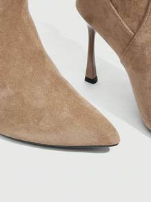 CUCCOO SZL Apricot Faux Suede Thigh High Boots For Women With Fashion High Heels For Christmas Spring Shoes - Brown - View 5