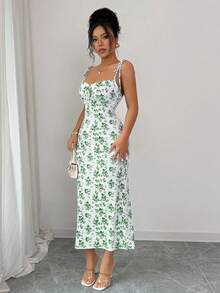 Rafferiza Women's Elegant Butterfly Print Long Dress