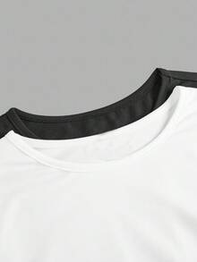 SHEIN PETITE CURVE 2pcs/Set Plus Size Women Casual Solid Color Knit Crew Neck Long Sleeve Bodysuit