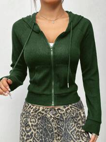 StreetHx Lässiger einfarbiger Reißverschluss-Kapuzenpullover