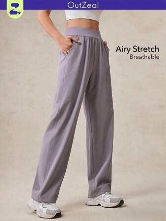 OutZeal Women Stretch Air Flow Soft Adjustable Waistband Wide Leg Sports Pants Daily Casual Fall