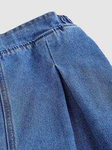 Girlism 2 件套青少年女孩纯色水洗休闲牛仔套装，包括蓝色吊带背心和阔腿裤，适合日常穿着、旅行和度假、女孩秋冬两件套服装、返校返校服装