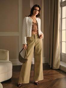 MOTF PREMIUM 菱形花纹仿珍珠开衫 - 杏色 - 查看 6