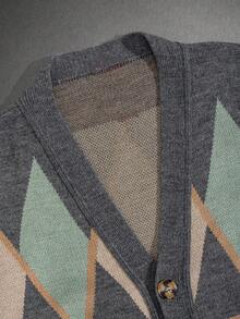 EURMUSE Men Rib Knit Button Front FW Fashion Regular Knitwear Cardigan - Multicolor - View 4