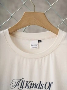 Discovery X SHEIN Men's Letter Graphic Round Neck Short Sleeve T-Shirt