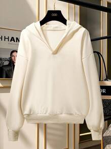 Seusyu Apricot Textured Patchwork Women's Casual Loose Sweatshirt Fall Cloth For Women - Apricot - View 1