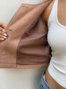 Siren Gaze Women's Solid Color Round Neck Drop Shoulder Short Jacket, New Autumn Style,Cropped Blended Overcoat, Travel Jacket, Motorcycle Wear