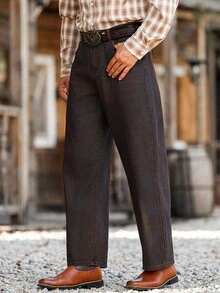 Manfinity Nomadique Men's Western Cowboy Casual Vintage Washed Baggy Wide Leg Denim Jeans It Is A Great Gift For Your Boyfriend Or Husband. Wide Leg Jeans Men Work Going Out For