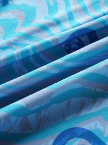 Discovery X SHEIN Men's Casual Street Tiger & Letter Print Loose Fit T-Shirt, Summer - Blue - View 6