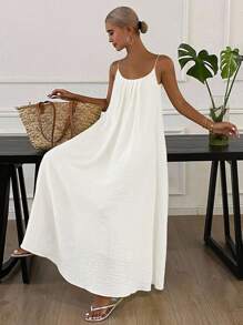 DAZY Summer New Backless Cream Yellow Women 2 Pieces Beachwear Set Sundress - White - View 4