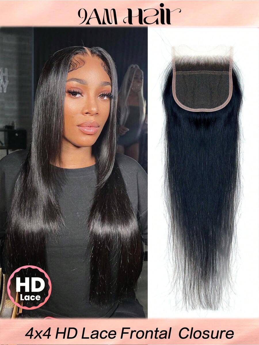 4x4 高清闭合 直发闭合 4x4 透明蕾丝闭合 10A 处女雷米真人发 前额闭合 自然预拔 黑色 - SNatural - 查看 1