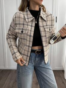 EURMUSE Women's Casual Plaid Jacket, Suitable For Spring And Autumn Commuting - Multicolor - View 4