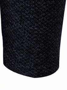 Manfinity Homme Cardigan à capuche doublé thermique de couleur unie pour hommes, sweats à capuche à manches longues d'hiver pour hommes, Pull-shirt zippé pour hommes, veste en tricot pour hommes doublée et épaissie, automne - Bleu marine - Voir 3