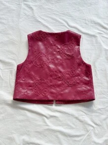 Soleia Blusa informal de unicolor con bordado de PU, para fiesta - Burdeos - Ver 2