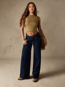 MISSGUIDED Áo crop top cổ yếm có dây buộc sau lưng, thiết kế thời trang siêu lễ hội mùa hè, không tay, cổ cao, buộc sau lưng, hoàn hảo cho kỳ nghỉ bãi biển, tiệc câu lạc bộ - xanh quân đội - Xem 4
