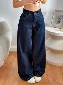 EURMUSE JEANS FEMME TAILLE BASSE JAMBE LARGE - Jean brut - Voir 6