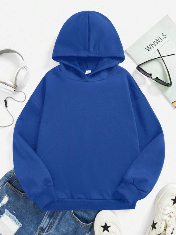 Teen Girls' Casual Pattern Long Sleeve Hooded Thick Sweatshirt, Suitable For Autumn/Winter Fall