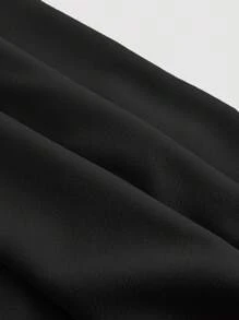 SHEIN MOD Black Date Night Top Club Women Outfits Lantern Sleeve Ruched Scoop Neck Asymmetrical Hem Crop Top