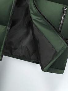 Manfinity Homme 男士休闲拼色无袖夹克，秋冬 - 軍綠色 - 查看 7