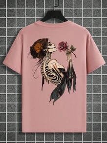 Manfinity LEGND Casual Loose Fit Daily Versatile Round Neck Short Sleeve T-Shirt For Plus Size Men - Pink - View 3