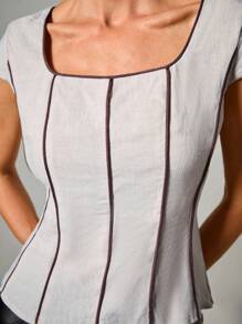 COSMINA Blusa elegante de contraste para mujer, ideal para el verano