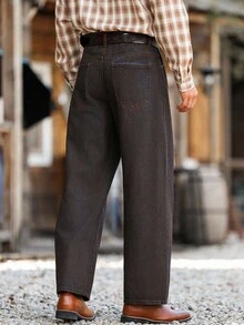 Manfinity Nomadique Men's Western Cowboy Casual Vintage Washed Baggy Wide Leg Denim Jeans It Is A Great Gift For Your Boyfriend Or Husband. Wide Leg Jeans Men Work Going Out For