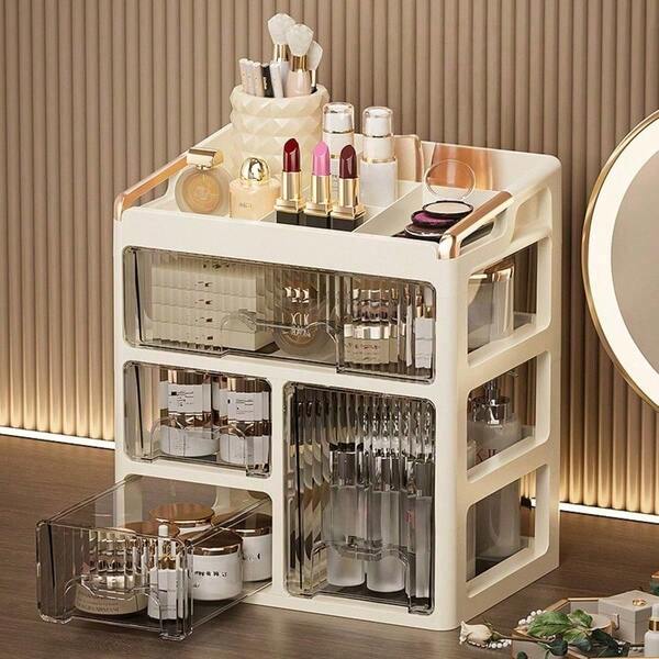 1 件全新化妆品收纳盒，时尚梳妆台抽屉式收纳盒，适用于护肤品、化妆品和美容产品