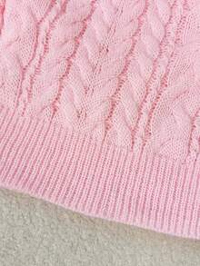 Franclia New Loose Soft Sweet Pink Slouchy Design V-Neck Thick Cable Knit Pullover Sweater For Women, Versatile For Autumn/Winter Fall Cloth For Women - Pink - View 4