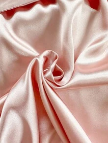 SilkySpell 深V领吊带背心、短裤和睡袍睡衣套装 缎面睡衣套装 粉色缎面睡衣套装 缎面睡衣套装 真丝睡衣套装 粉色真丝睡衣套装 舒适优雅的细节，秋冬服装 - 藕粉色 - 查看 3