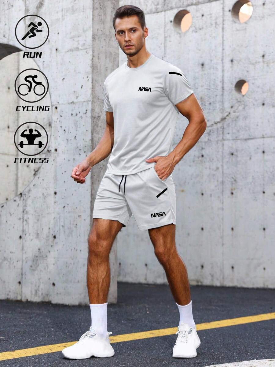 Manfinity Sport Corelite 男士圆领短袖休闲百搭健身运动跑步运动服 - 白色 - 查看 1