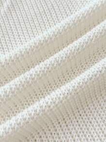 SHEIN Girlism Áo len chui đầu in hình trái tim đen trắng cổ chữ V cho bé gái tuổi teen, phong cách tối giản, thường ngày - trắng - Xem 6