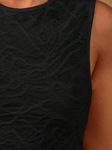 Avantive 女式黑色纹理后背系带修身时尚背心 Y2k 上衣 哥特式女式波西米亚风上衣 性感上衣 女士节日 - 黑色 - 查看 8