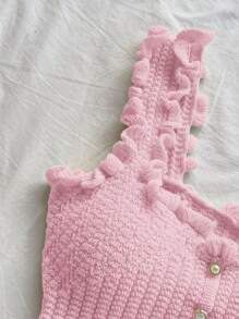 Soleia Áo len nữ màu trơn lãng mạn viền bất đối xứng thường ngày cho kỳ nghỉ - Hồng - Xem 3