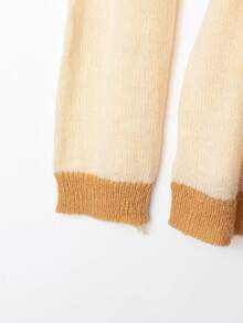 GlowEve 女士休闲不对称领撞色饰边毛衣，秋冬 - Butter Yellow - 查看 5