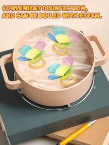 Zazumi 1 pieza Juguete de dentición con forma de flor de silicona para bebés recién nacidos, juguete de aprendizaje temprano y juego sensorial para el primer año de desarrollo con diseño de agarre fácil (estilo y accesorios aleatorios)