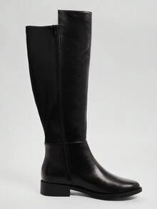 Solezae 女式舒适厚底及膝靴，轻松穿脱。休闲、耐穿、时尚，适合全天穿着 - 黑色 - 查看 6